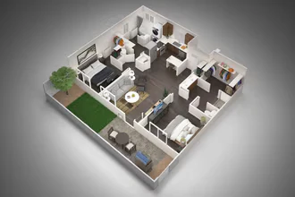 2 Bedroom, 2 Bathroom 1073 floor plan